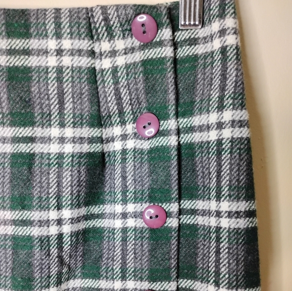 Vintage 90s Rear Ends Inc Plaid Wool-Blend Midi Skirt Sz 10 Preppy Academia - Picture 4 of 8